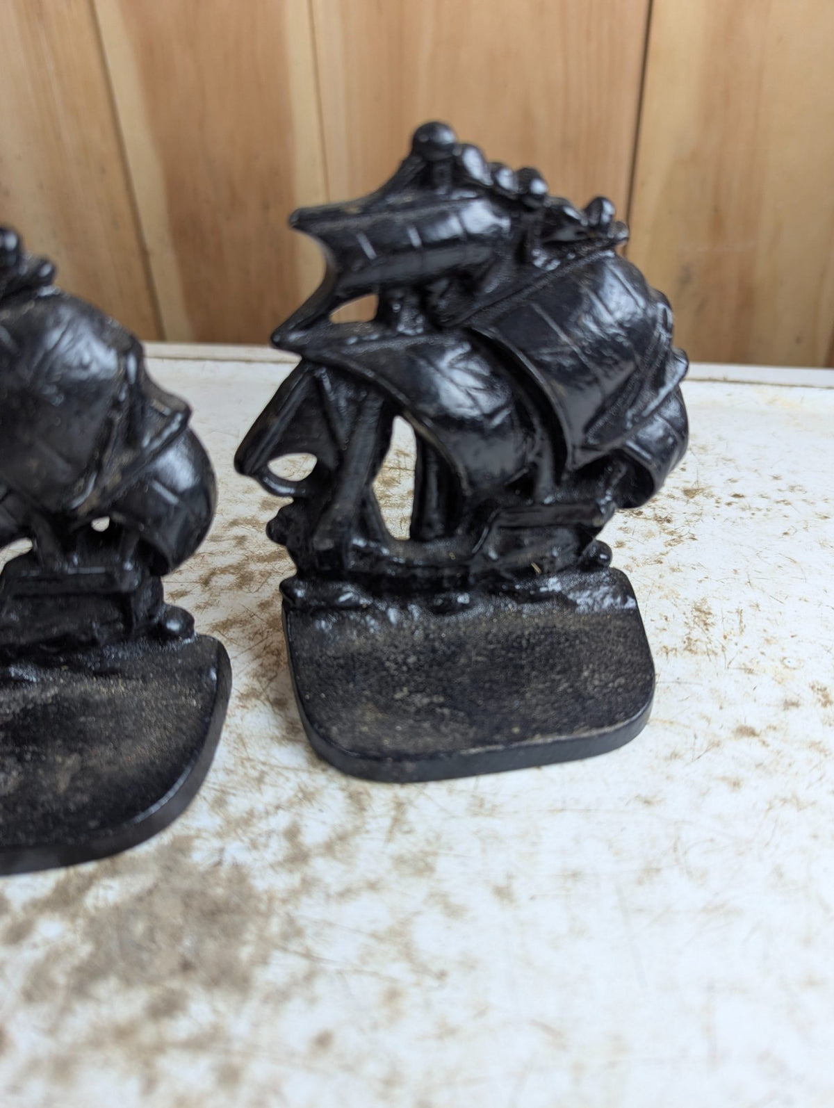 Pair of Vintage Cast Iron Ship Bookends