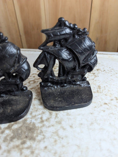 Pair of Vintage Cast Iron Ship Bookends