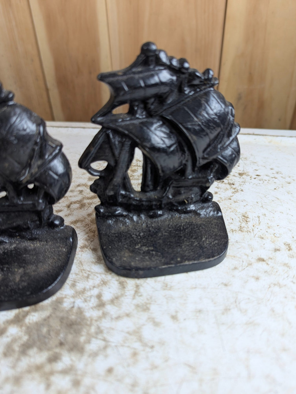 Pair of Vintage Cast Iron Ship Bookends