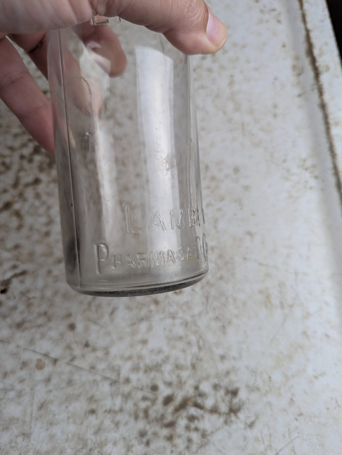 Antique Listerine Clear Glass Bottle with Glass Stopper