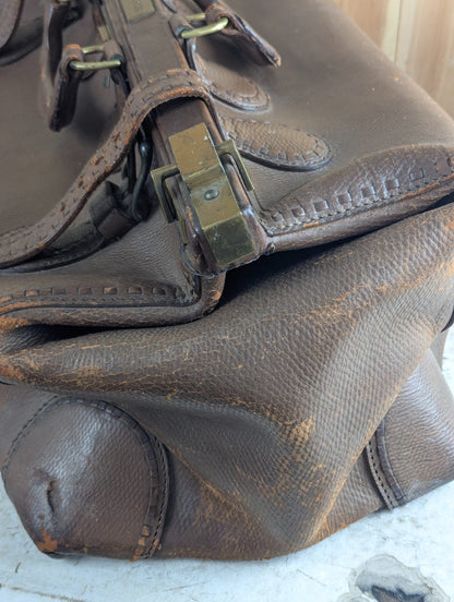 Antique 1910s Henry Likly & Co Leather Gladstone Doctor's Bag