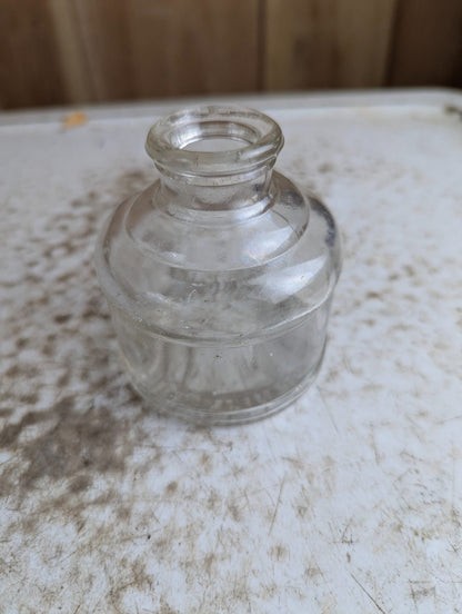 Vintage Waterman's Ideal Ink 4 oz Clear Glass Bottle
