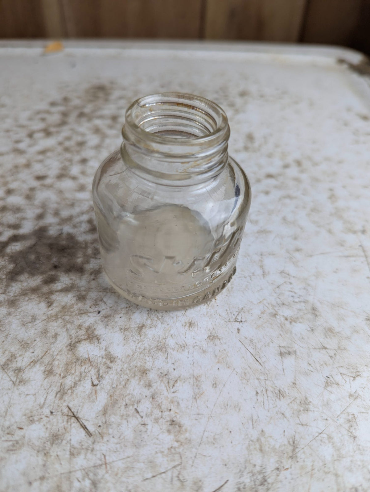 1920s Sheaffer Skrip Ink Clear Embossed Glass Bottle