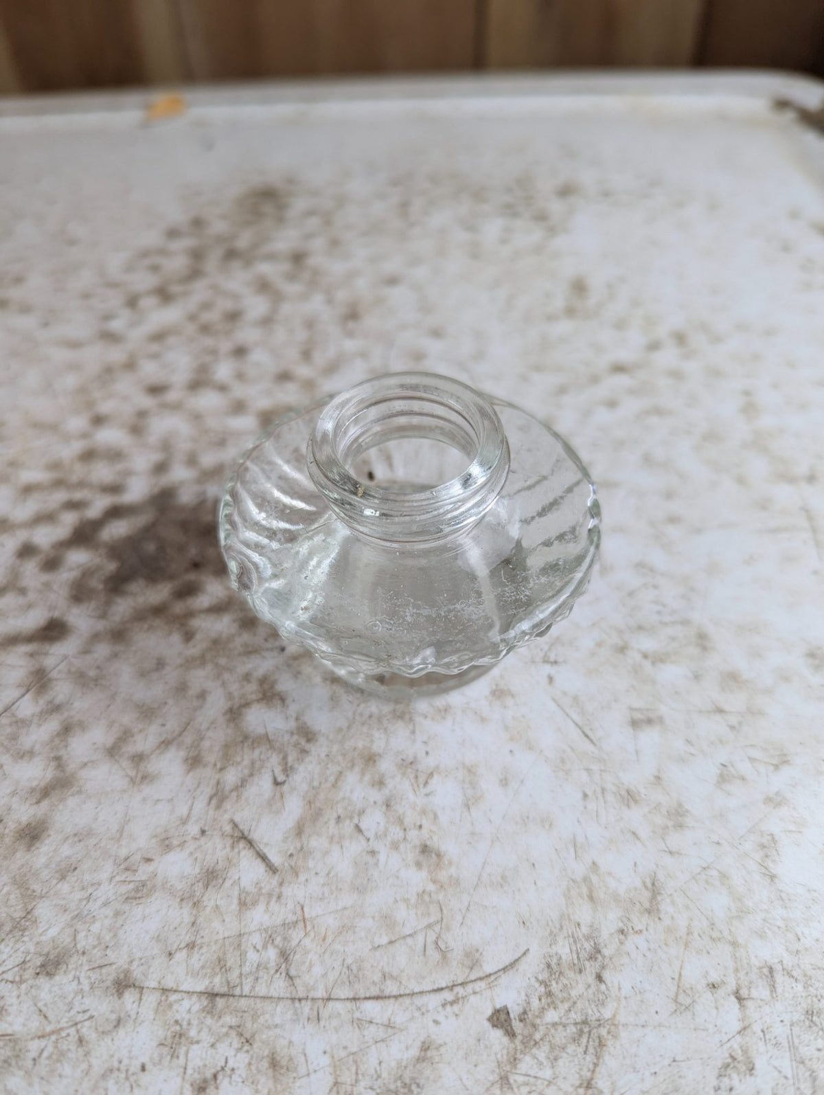Antique Clear Pressed Glass Ink Bottle