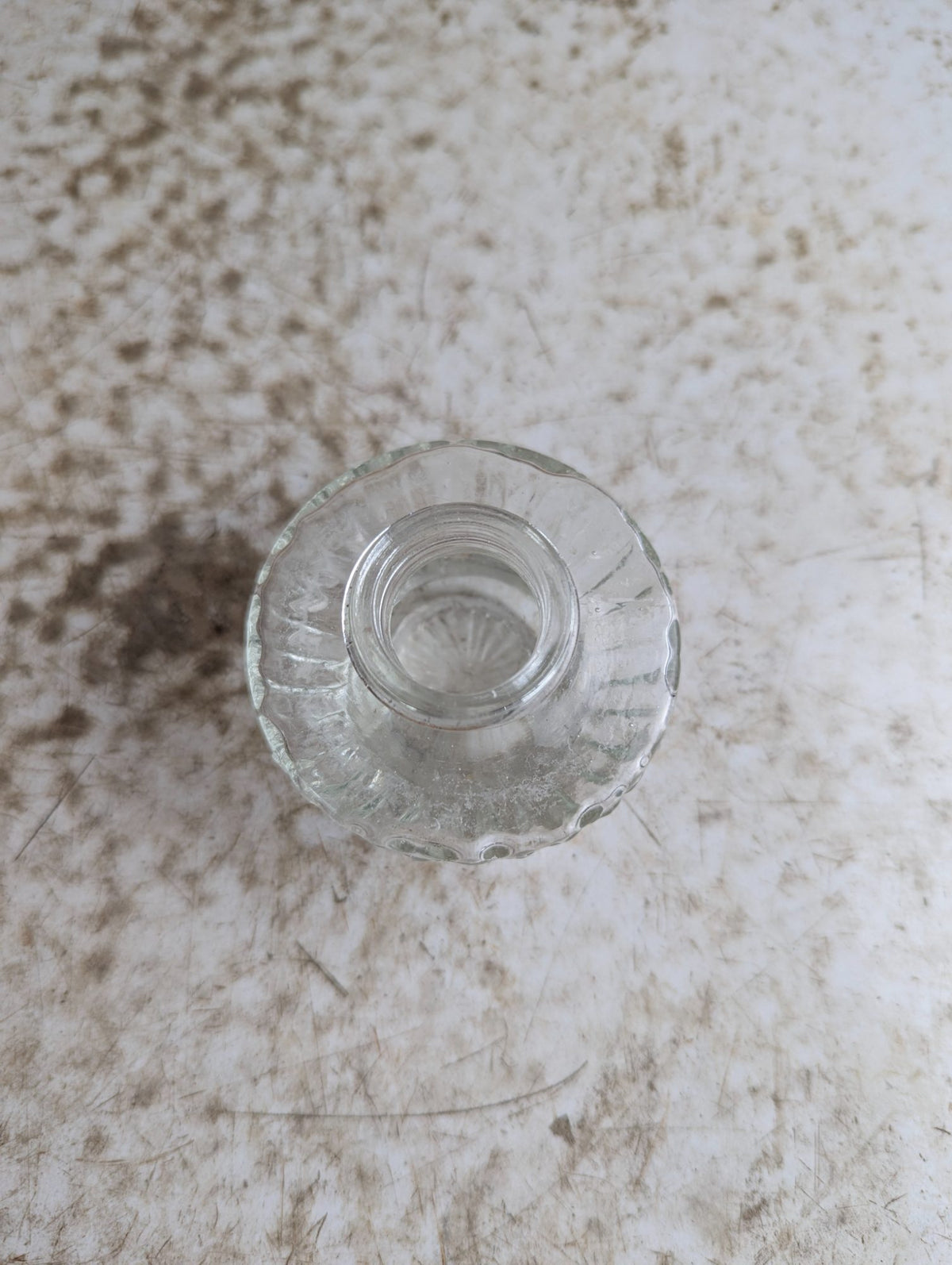 Antique Clear Pressed Glass Ink Bottle