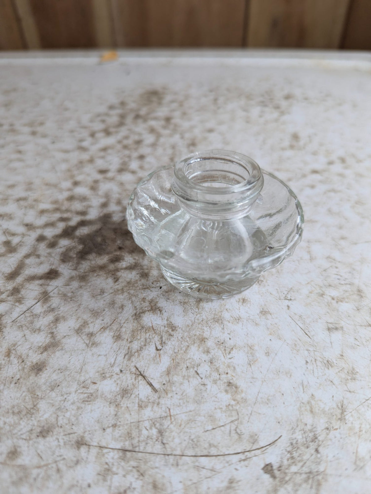 Antique Clear Pressed Glass Ink Bottle