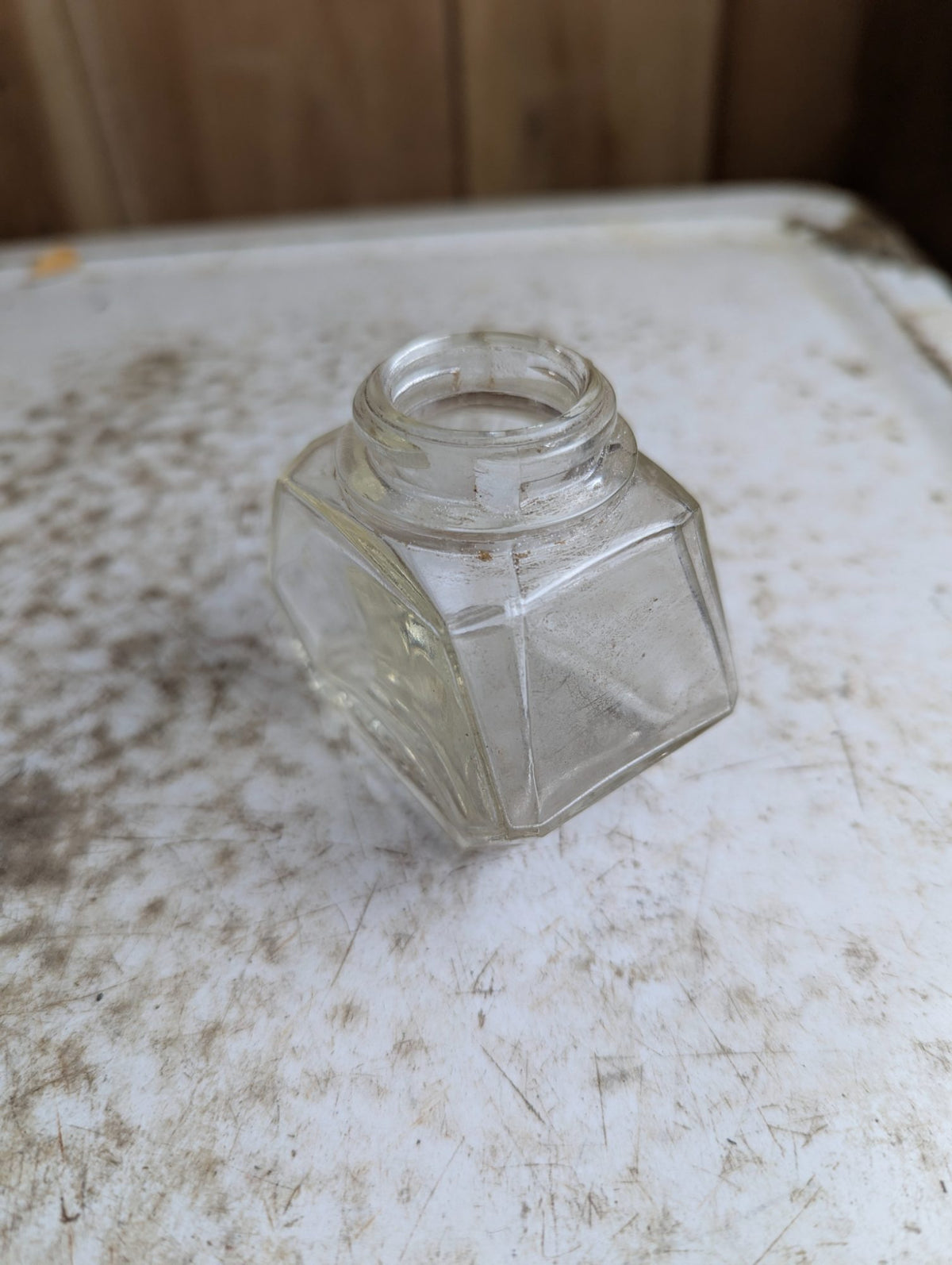 Antique Waterman's Ink 2 oz Hexagonal Clear Glass Bottle