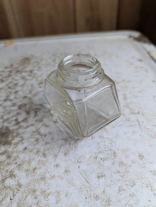 Antique Waterman's Ink 2 oz Hexagonal Clear Glass Bottle