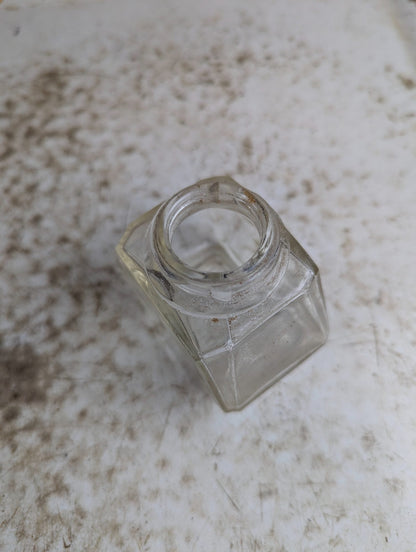 Antique Waterman's Ink 2 oz Hexagonal Clear Glass Bottle