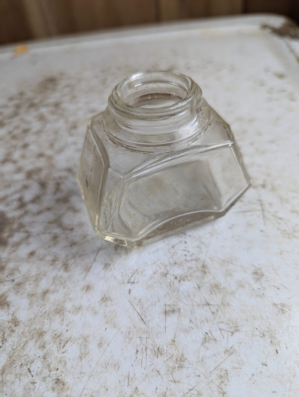 Antique Waterman's Ink 2 oz Hexagonal Clear Glass Bottle