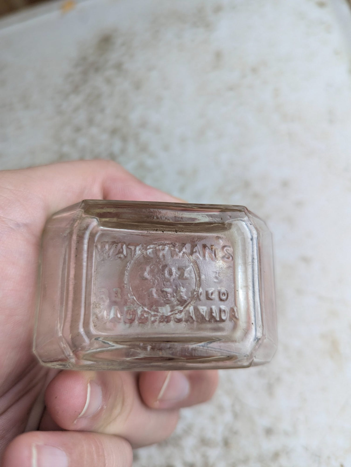 Antique Waterman's Ink 2 oz Hexagonal Clear Glass Bottle