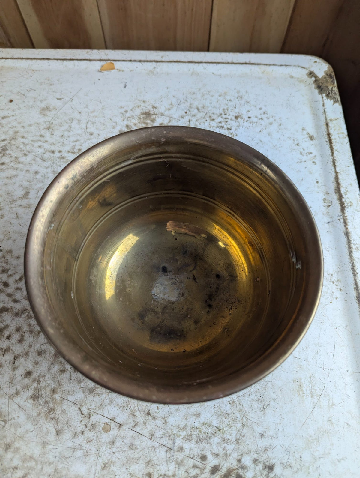 Vintage Round Bottom Brass Planter Bowl 6.75"
