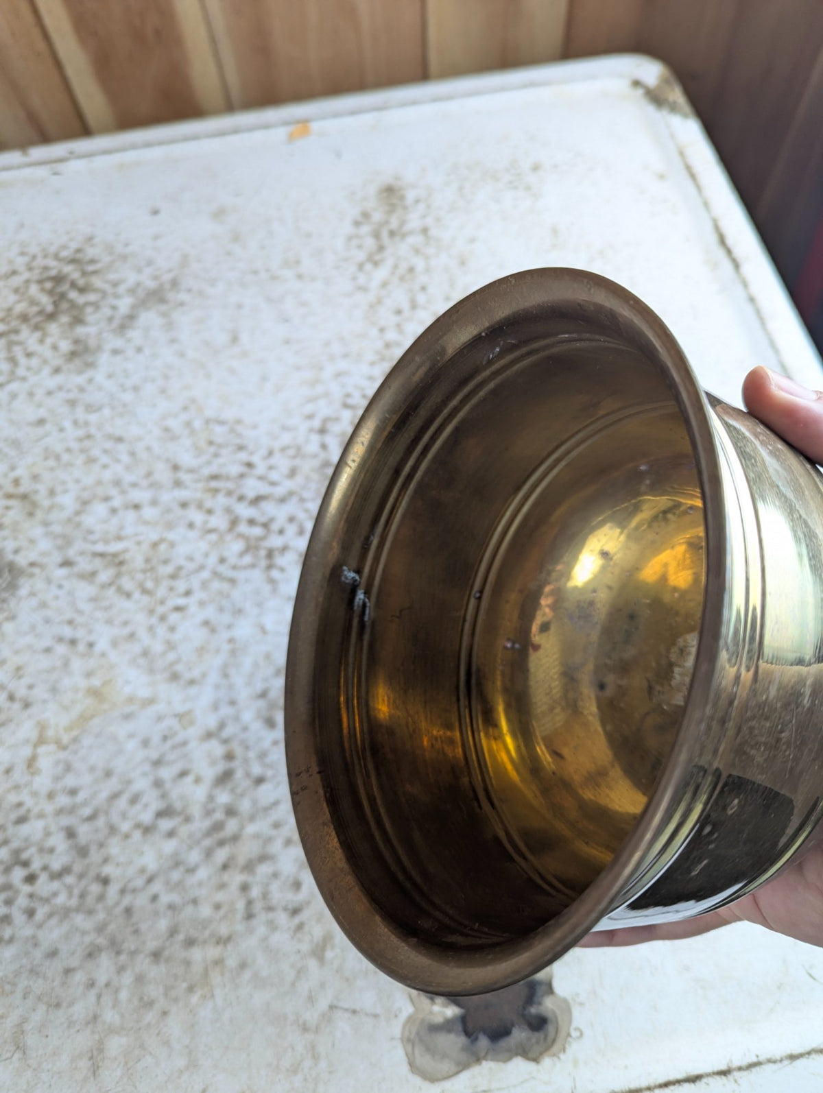 Vintage Round Bottom Brass Planter Bowl 6.75"