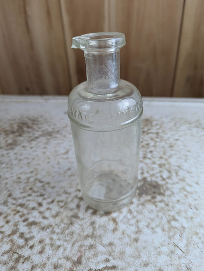 Antique Waterman's 8 oz Master Ink Clear Glass Embossed Bottle with Spout