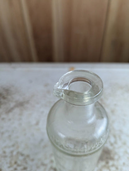 Antique Waterman's 8 oz Master Ink Clear Glass Embossed Bottle with Spout