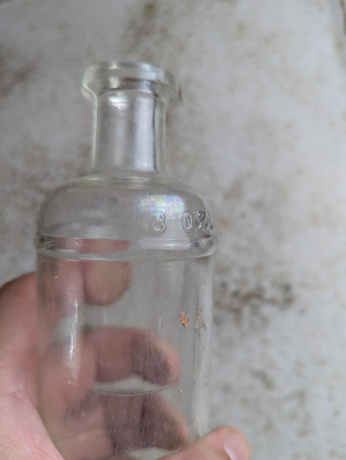 Antique Waterman's 8 oz Master Ink Clear Glass Embossed Bottle with Spout