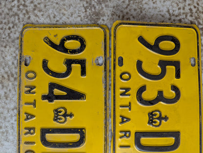 Vintage Sequential Pair of Ontario Dealer Service License Plates