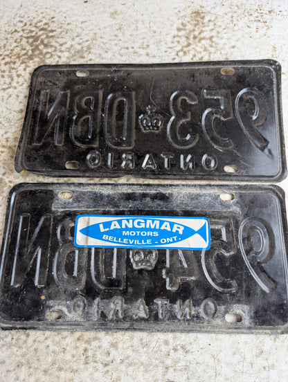 Vintage Sequential Pair of Ontario Dealer Service License Plates