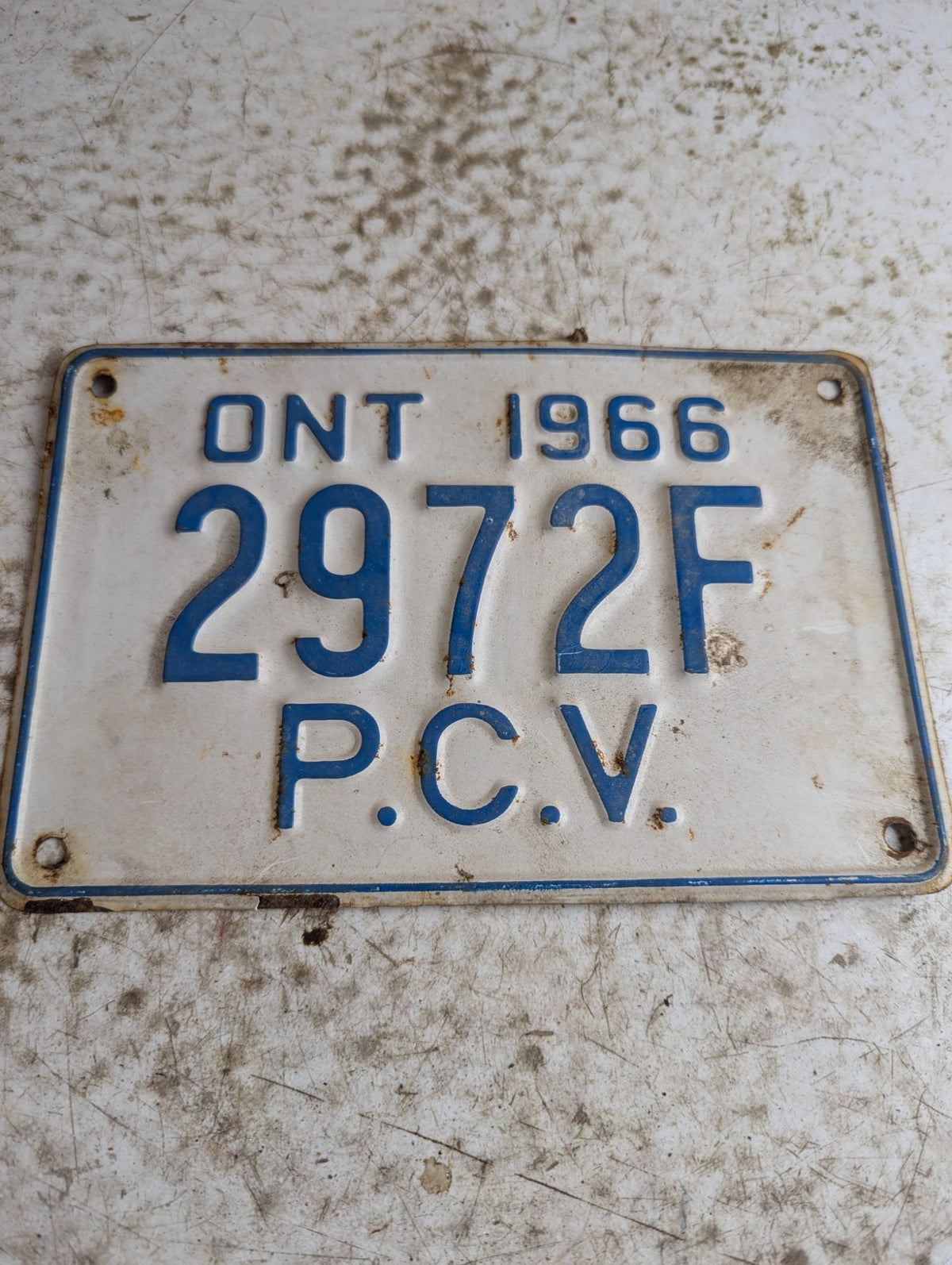 1966 Ontario Public Commercial Vehicle (PCV) License Plate '2972F'