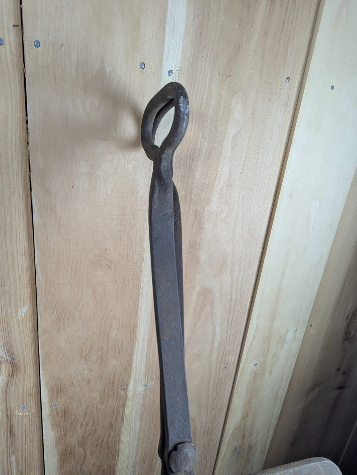 Antique Primitive Forged Iron Ice Log Tongs