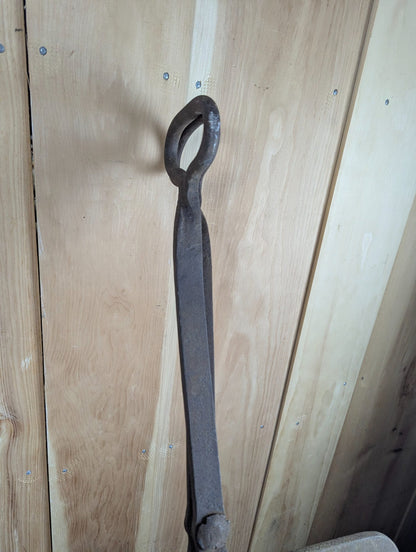 Antique Primitive Forged Iron Ice Log Tongs