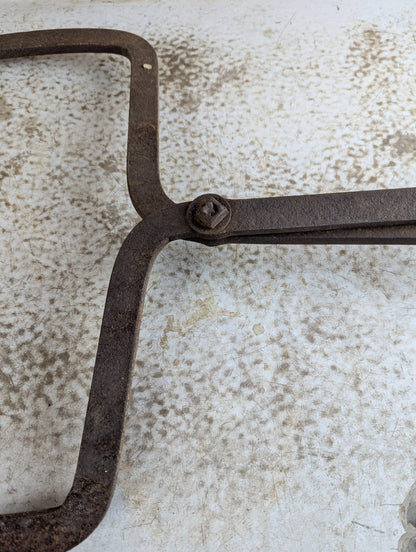 Antique Primitive Forged Iron Ice Log Tongs