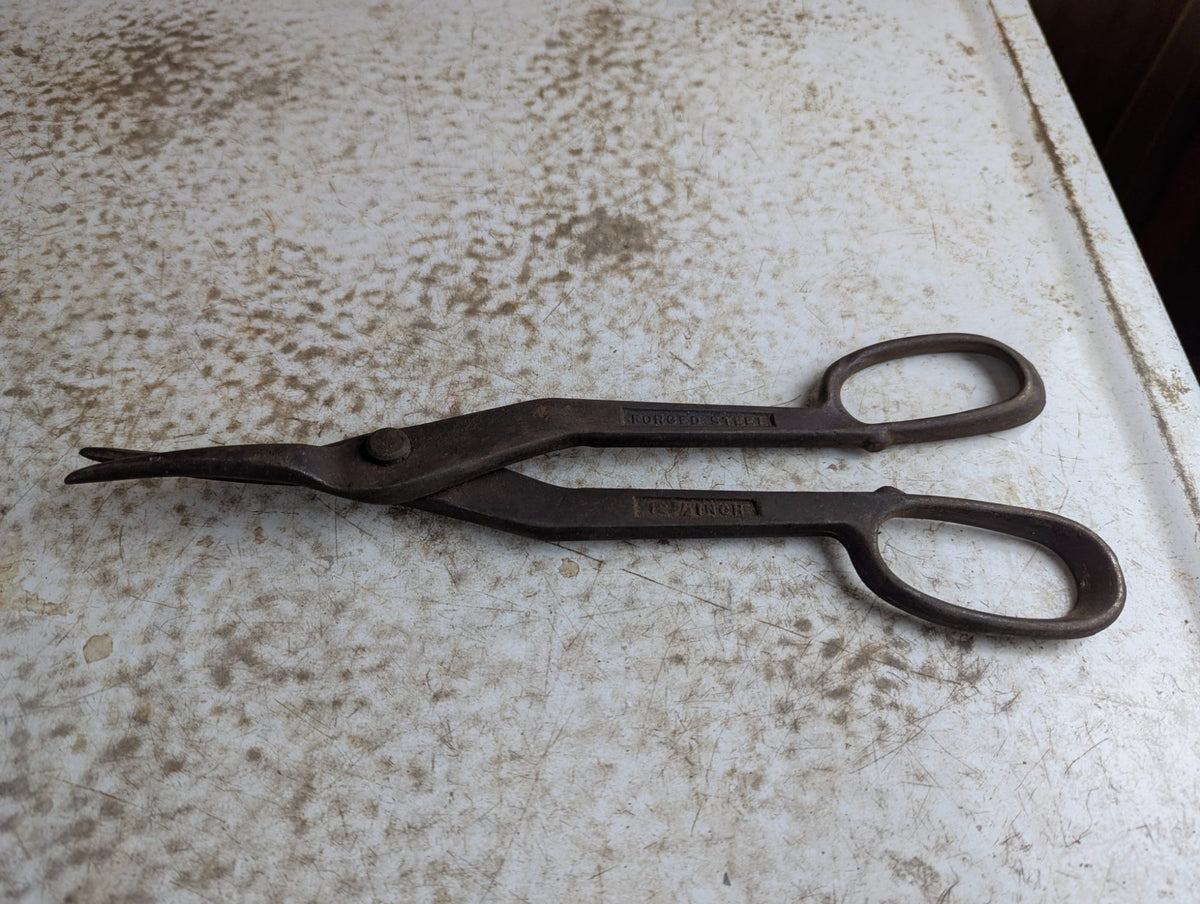 Vintage 12.75" Forged Steel Tin Snips