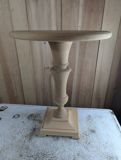 Unfinished Wooden 20" D x 26" H Pedestal Accent Table