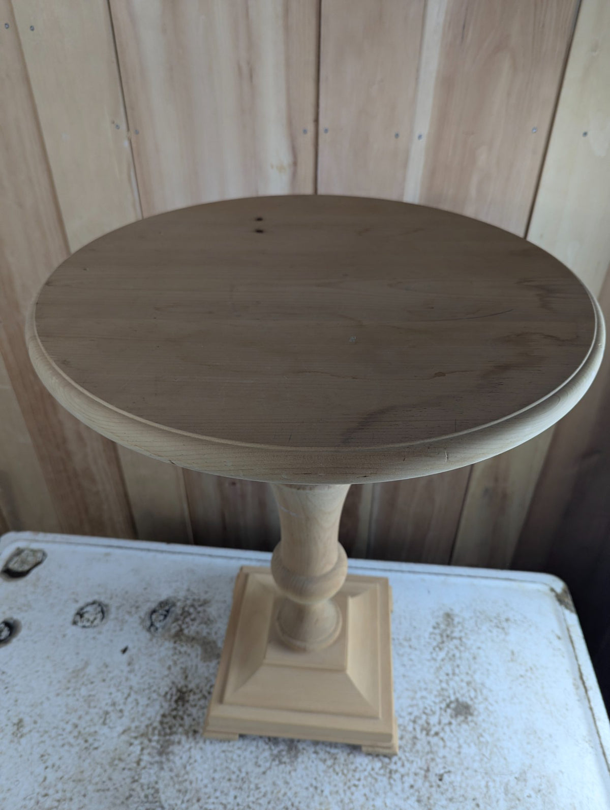 Unfinished Wooden 20" D x 26" H Pedestal Accent Table