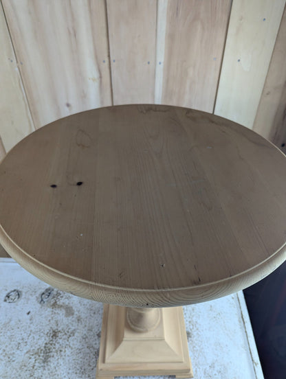 Unfinished Wooden 20" D x 26" H Pedestal Accent Table