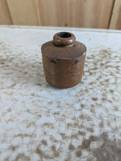 Antique Stoneware Ink Bottle Penny Inkwell Pot