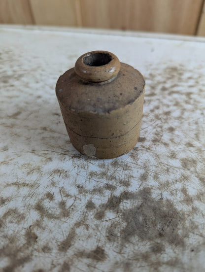 Antique Stoneware Ink Bottle Penny Inkwell Pot