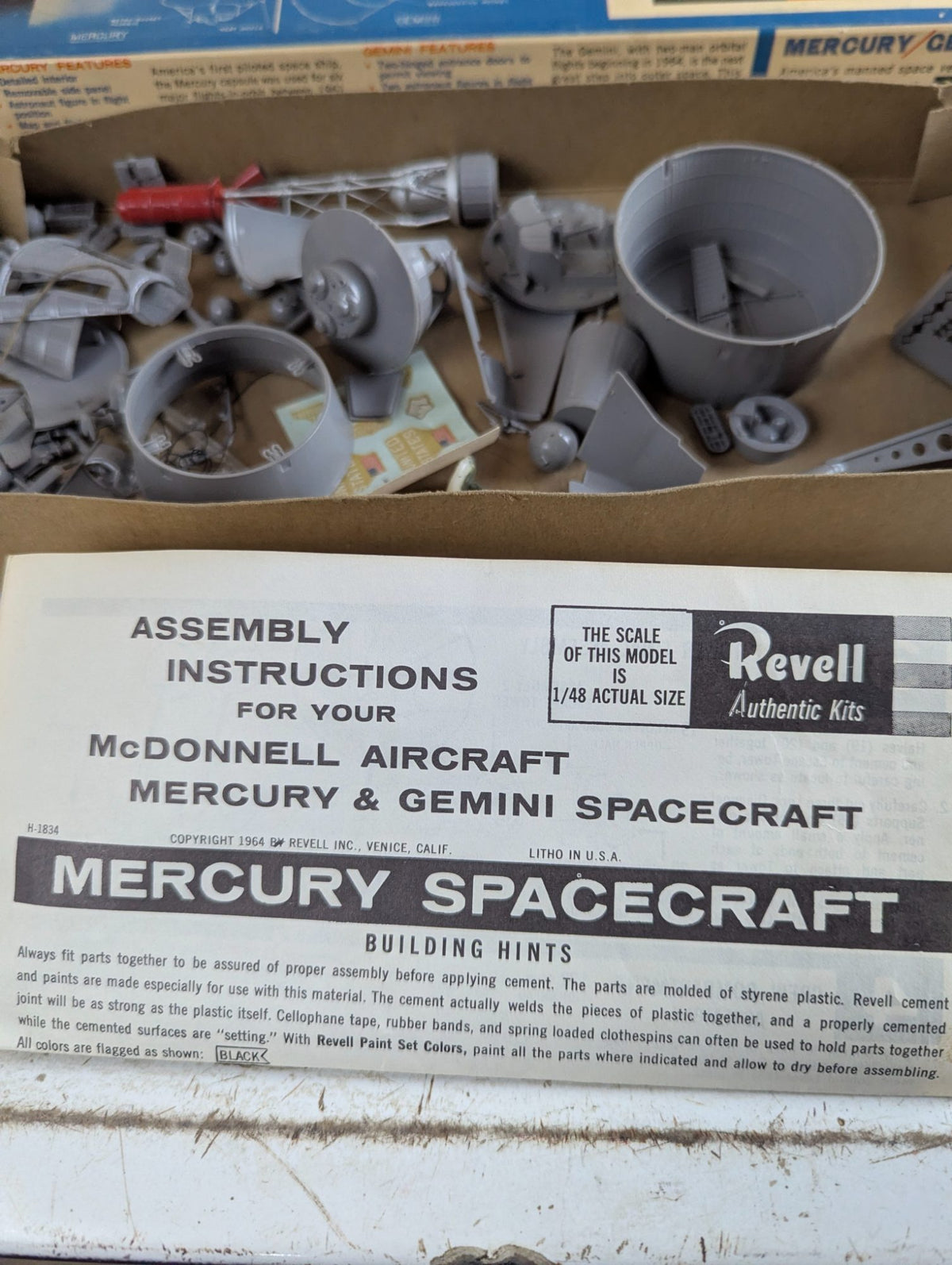Vintage Revell Mercury & Gemini Space Capsule Set 1/48 Scale Model Kit - Partly Completed