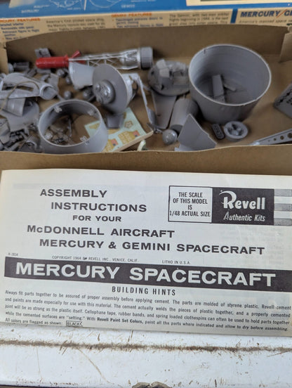 Vintage Revell Mercury & Gemini Space Capsule Set 1/48 Scale Model Kit - Partly Completed