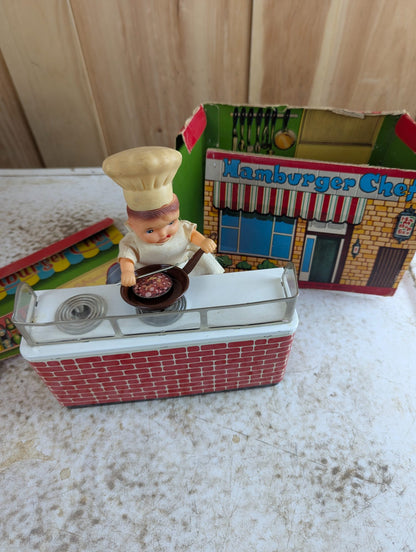 1950s Hamburger Chef Tin Toy with Box - Not Fuctioning
