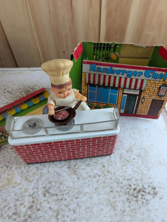 1950s Hamburger Chef Tin Toy with Box - Not Fuctioning