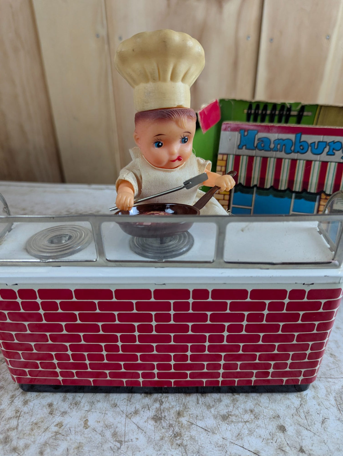 1950s Hamburger Chef Tin Toy with Box - Not Fuctioning