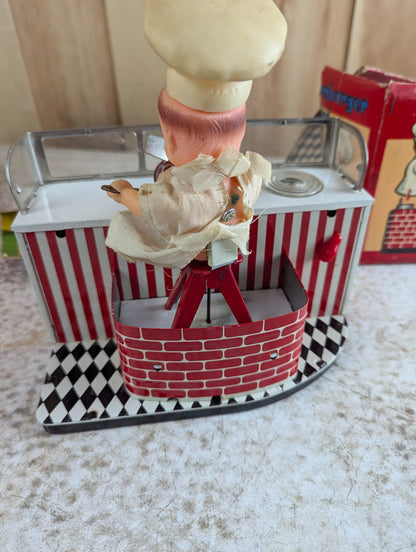 1950s Hamburger Chef Tin Toy with Box - Not Fuctioning