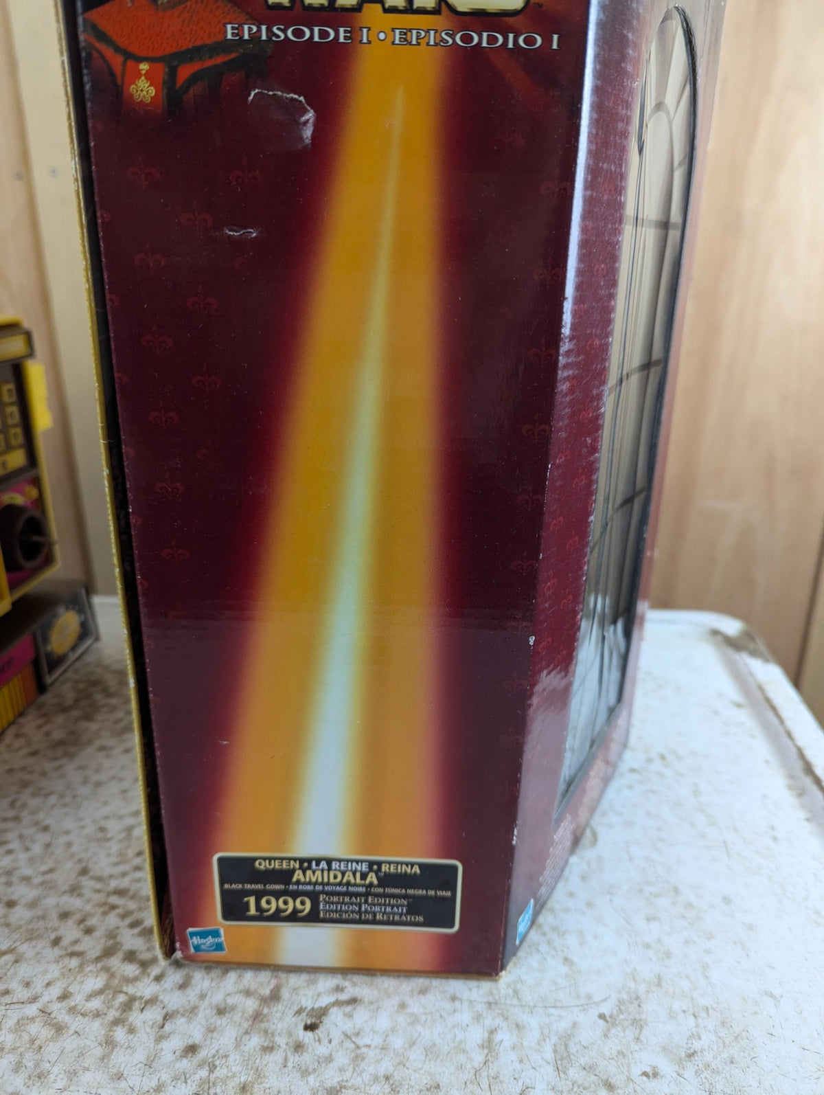 1999 Star Wars Episode I Queen Amidala Black Travel Gown Portrait Edition Doll Hasbro - NRFB - Damaged Box
