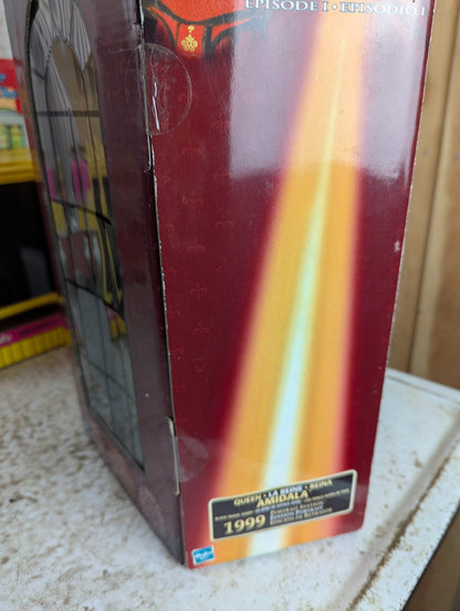 1999 Star Wars Episode I Queen Amidala Black Travel Gown Portrait Edition Doll Hasbro - NRFB - Damaged Box