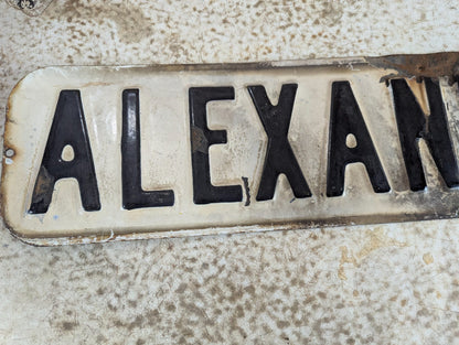 Vintage Embossed Porcelain Street Sign Alexander St.