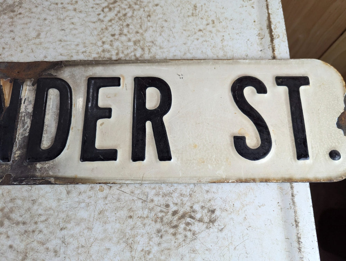 Vintage Embossed Porcelain Street Sign Alexander St.