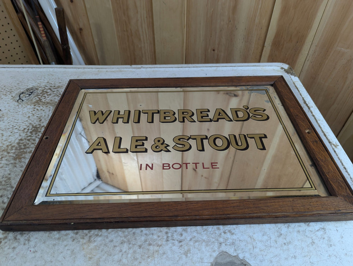 1940s Whitebread's Ale & Stout Pub Mirror Wood Frame