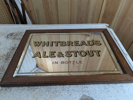 1940s Whitebread's Ale & Stout Pub Mirror Wood Frame