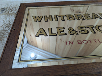 1940s Whitebread's Ale & Stout Pub Mirror Wood Frame