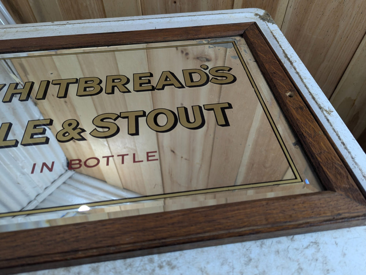 1940s Whitebread's Ale & Stout Pub Mirror Wood Frame