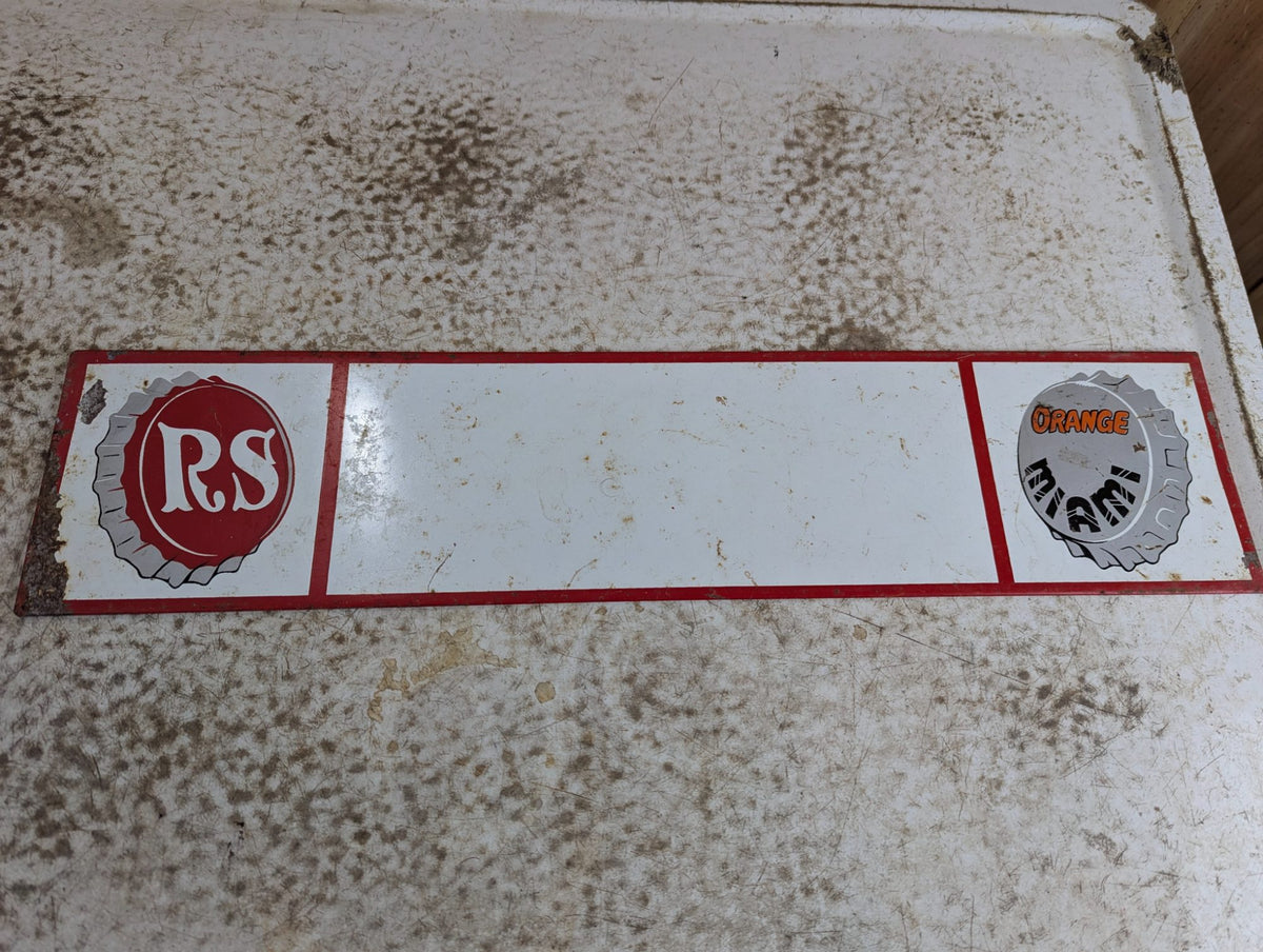1964 RS & Miami Orange Soda Sign 22" x 5"