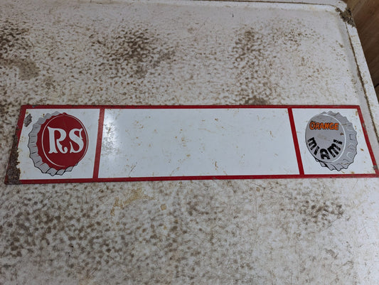 1964 RS & Miami Orange Soda Sign 22" x 5"