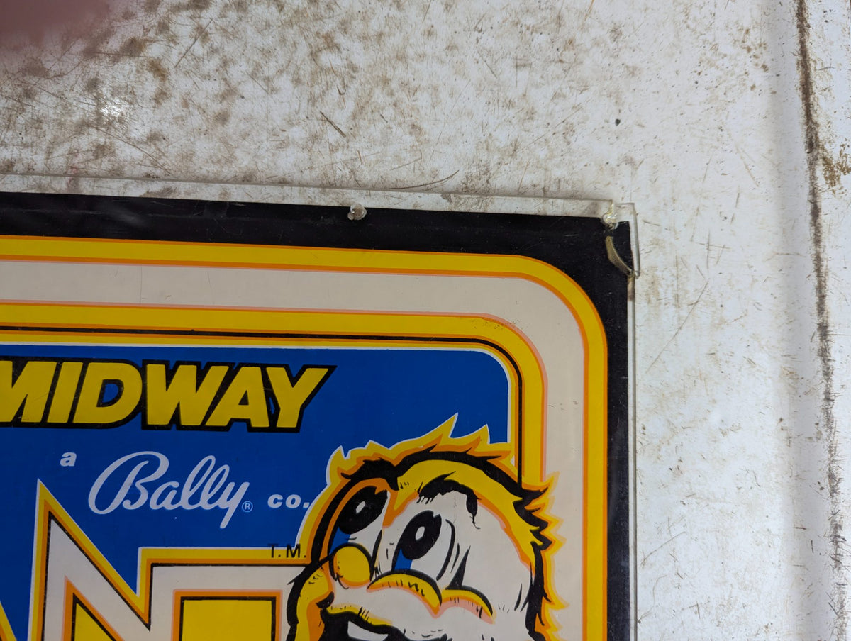 Original 1981 Midway Bally Ms. Pac-Man Arcade Marquee Sign 23" x 9"
