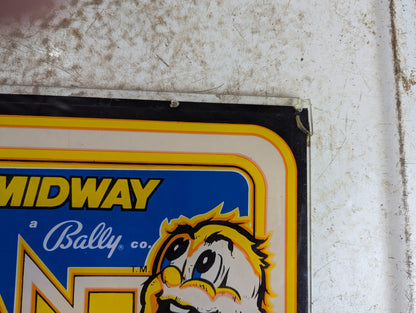 Original 1981 Midway Bally Ms. Pac-Man Arcade Marquee Sign 23" x 9"